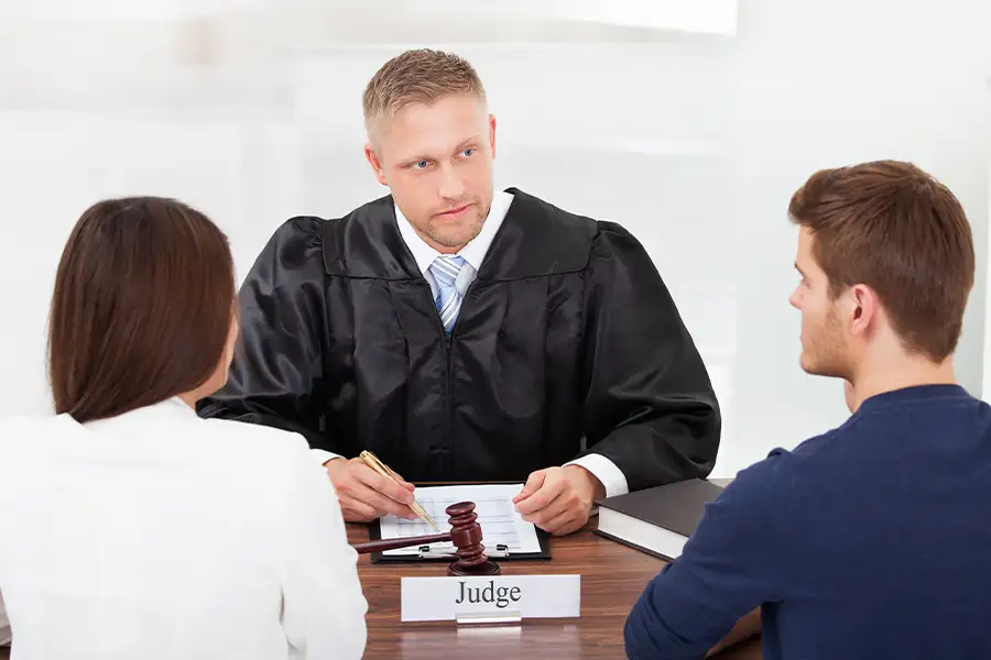Judge meeting with married couple seeking a divorce - Highland, IL